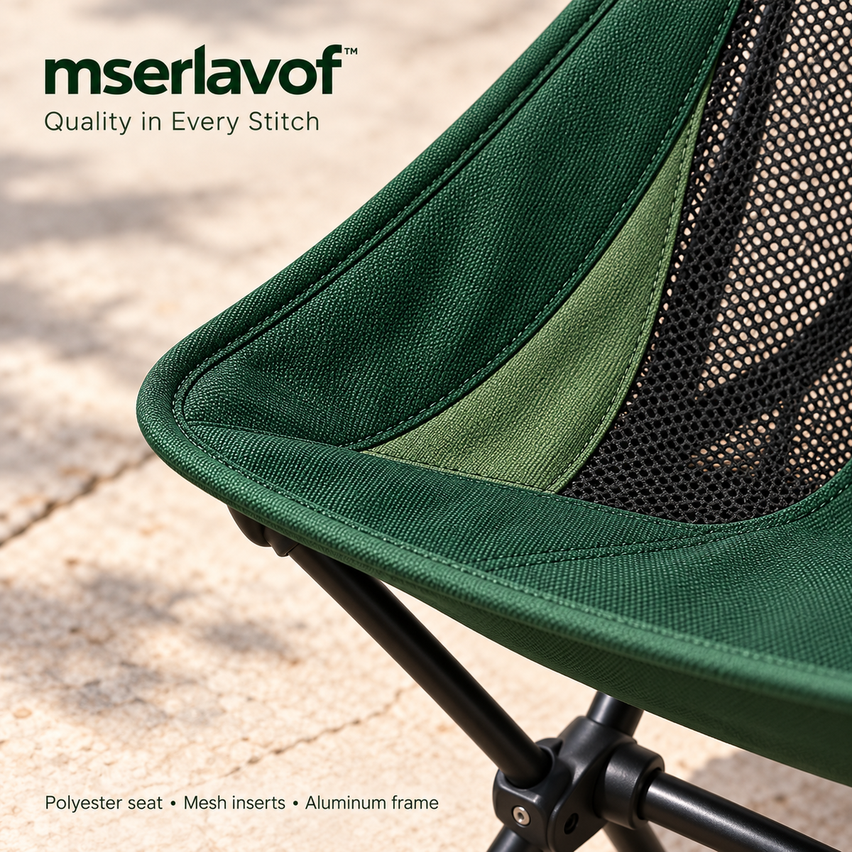 mserlavof™ RidgeRest Folding Camping Chair | Portable High-Back Outdoor Chair with Mesh Panels, Side Pocket & Carry Bag