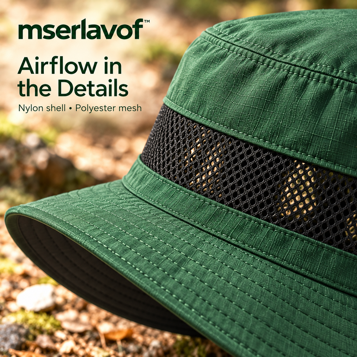 mserlavof™ HorizonBrim Packable Outdoor Hat | Wide-Brim Hiking and Fishing Hat with Mesh Ventilation, Adjustable Fit & Removable Chin Cord