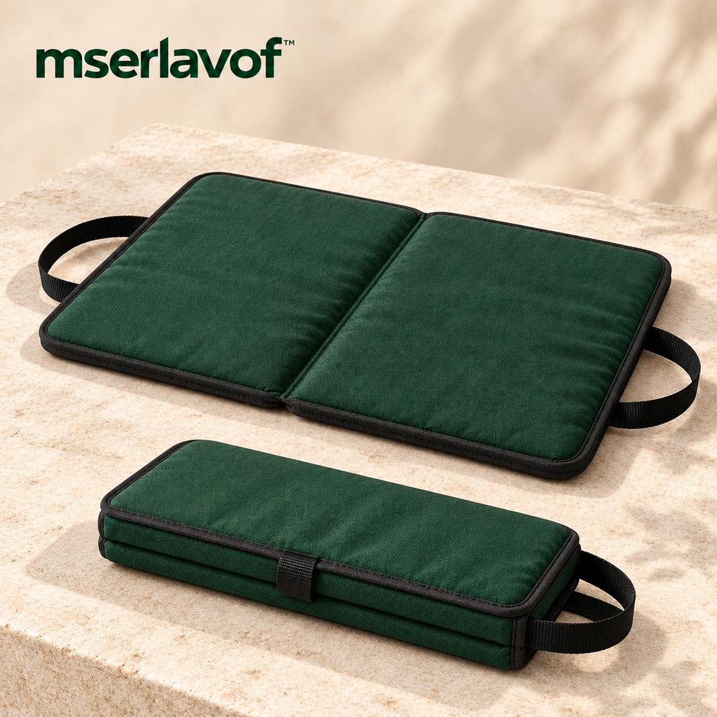 mserlavof™ FieldPause Folding Seat Cushion | Portable Padded Stadium Seat Pad with Carry Handles for Bleachers, Picnics & Camping