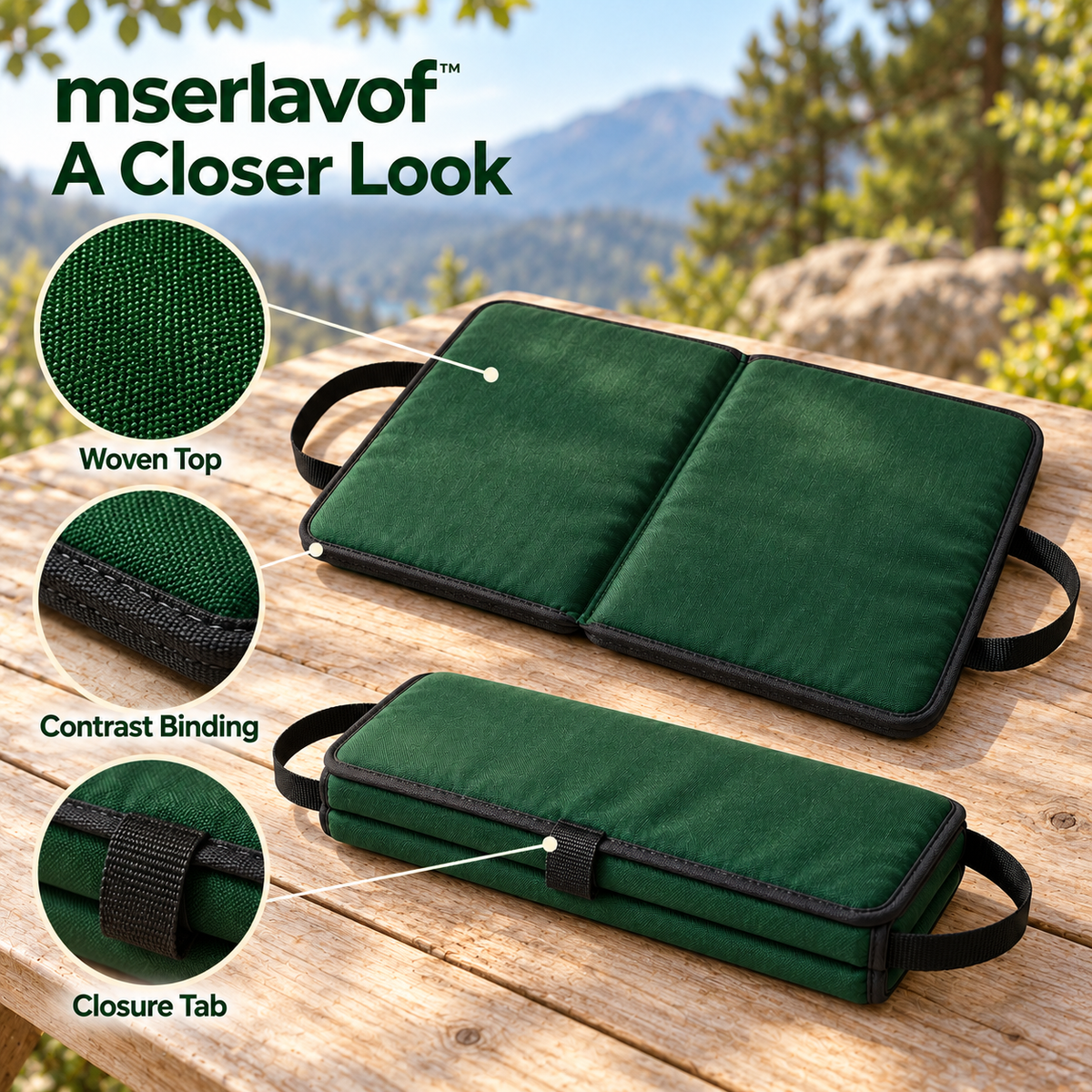 mserlavof™ FieldPause Folding Seat Cushion | Portable Padded Stadium Seat Pad with Carry Handles for Bleachers, Picnics & Camping