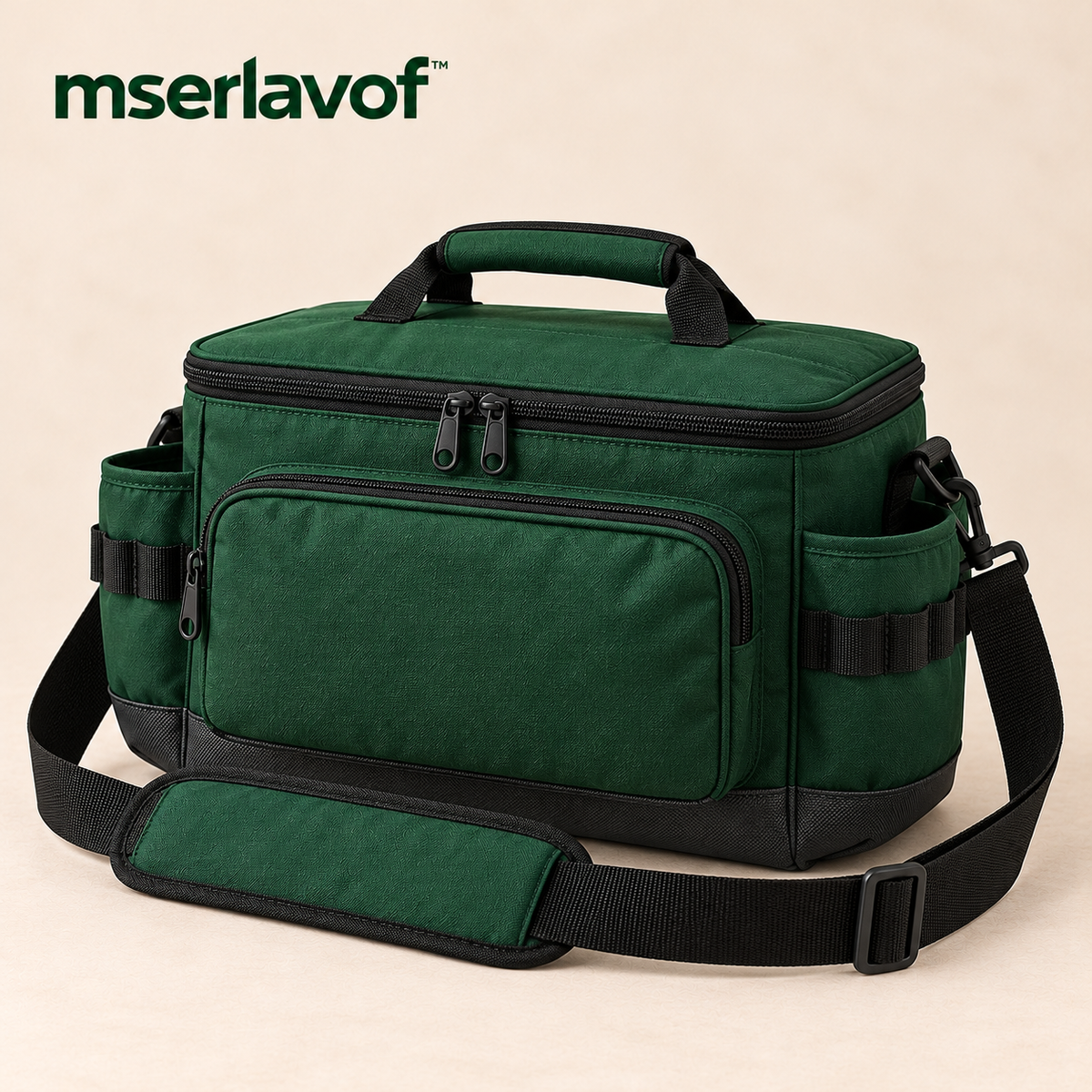 mserlavof™ CreekSide Fishing Tackle Bag | Compact Shoulder Gear Organizer with 2 Adjustable Tackle Trays, Tool Loops & Exterior Pockets