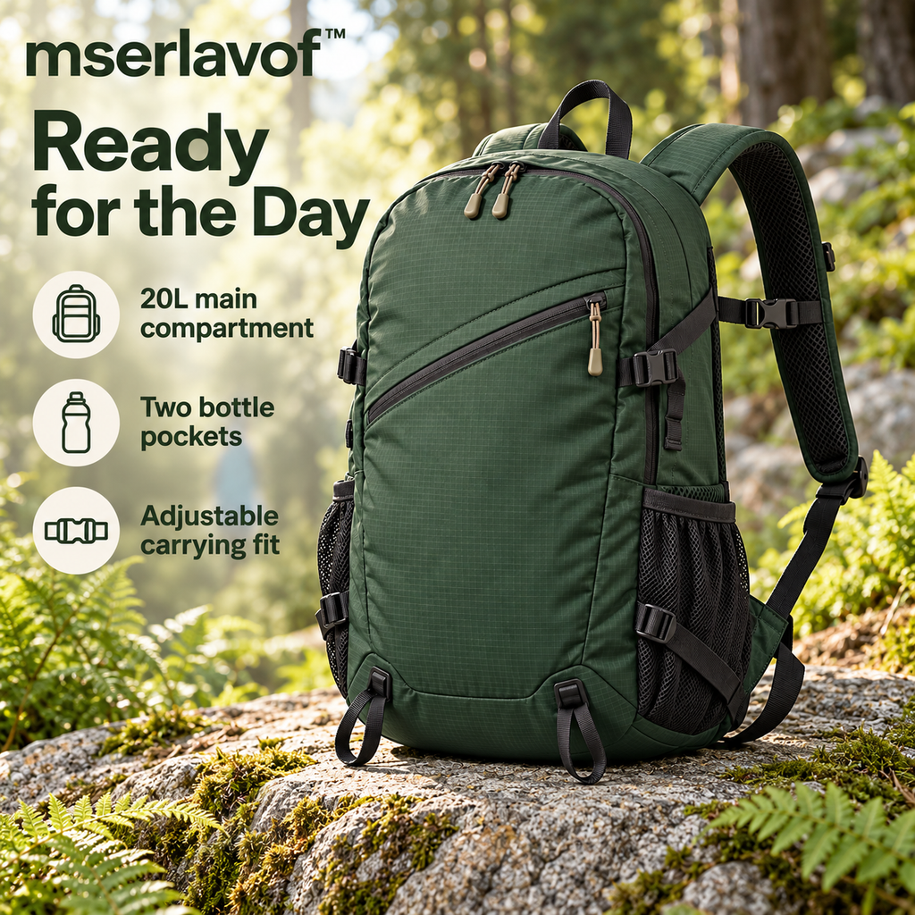 mserlavof™ TrailForm 20L Hiking Daypack | Outdoor Backpack with Bottle Pockets, Trekking Pole Loops & Padded Shoulder Straps