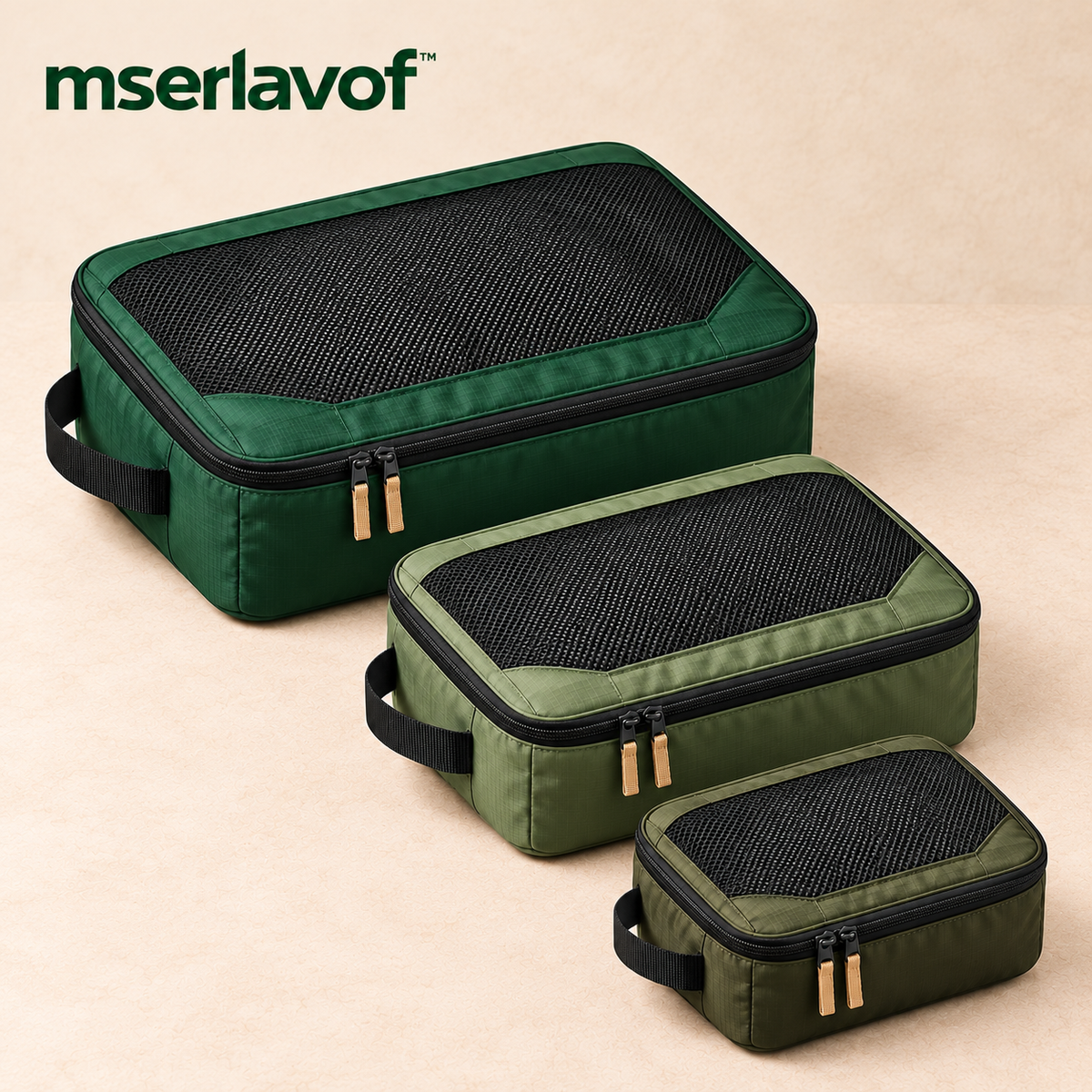 mserlavof™ RouteSort Packing Cube Set | 3 Travel Organizers with Mesh Panels, Grab Handles & Two-Way Zippers for Duffels and Backpacks
