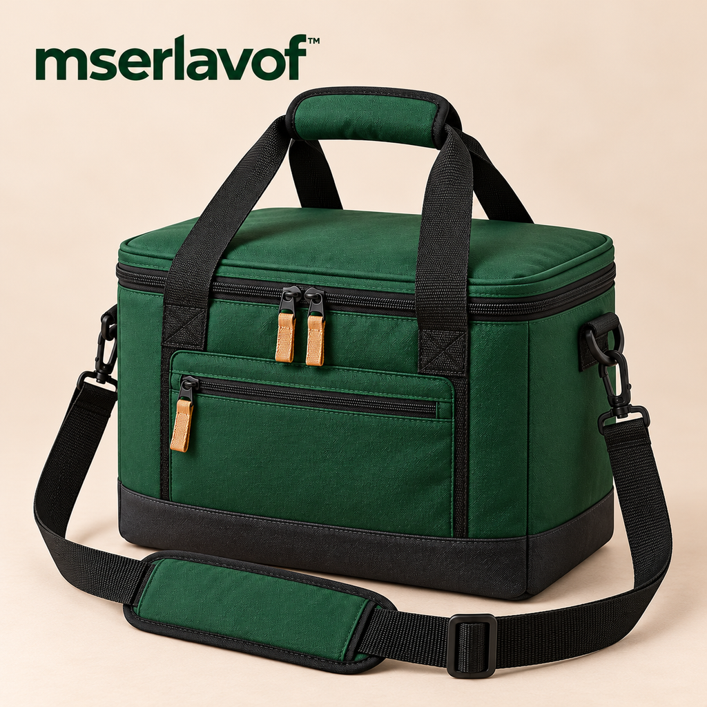 mserlavof™ Waypoint Soft Cooler Bag | 12-Can Insulated Lunch and Picnic Cooler with Removable Liner, Front Pocket & Shoulder Strap