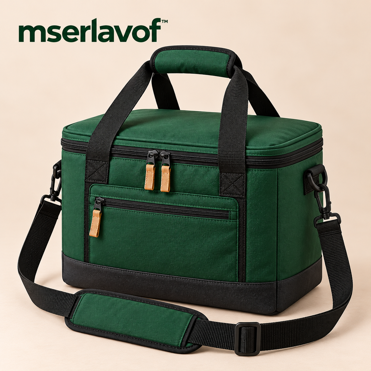 mserlavof™ Waypoint Soft Cooler Bag | 12-Can Insulated Lunch and Picnic Cooler with Removable Liner, Front Pocket & Shoulder Strap