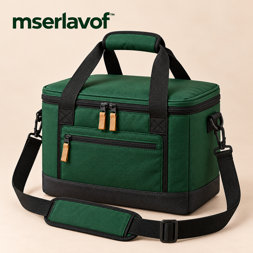 mserlavof™ Waypoint Soft Cooler Bag | 12-Can Insulated Lunch and Picnic Cooler with Removable Liner, Front Pocket & Shoulder Strap